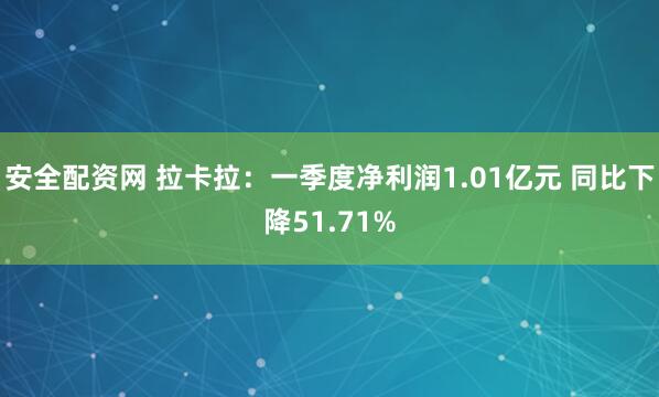 安全配资网 拉卡拉：一季度净利润1.01亿元 同比下降51.71%